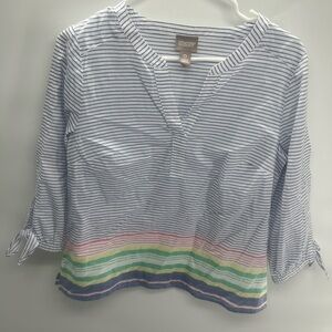 Chico's Blue and‎ White Striped Blouse